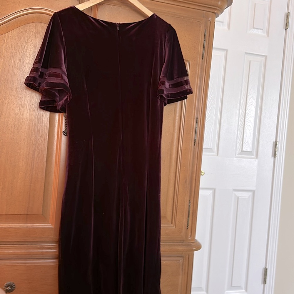 Velvet Flutter Sleeve Sheath Dress - Picture 3 of 4